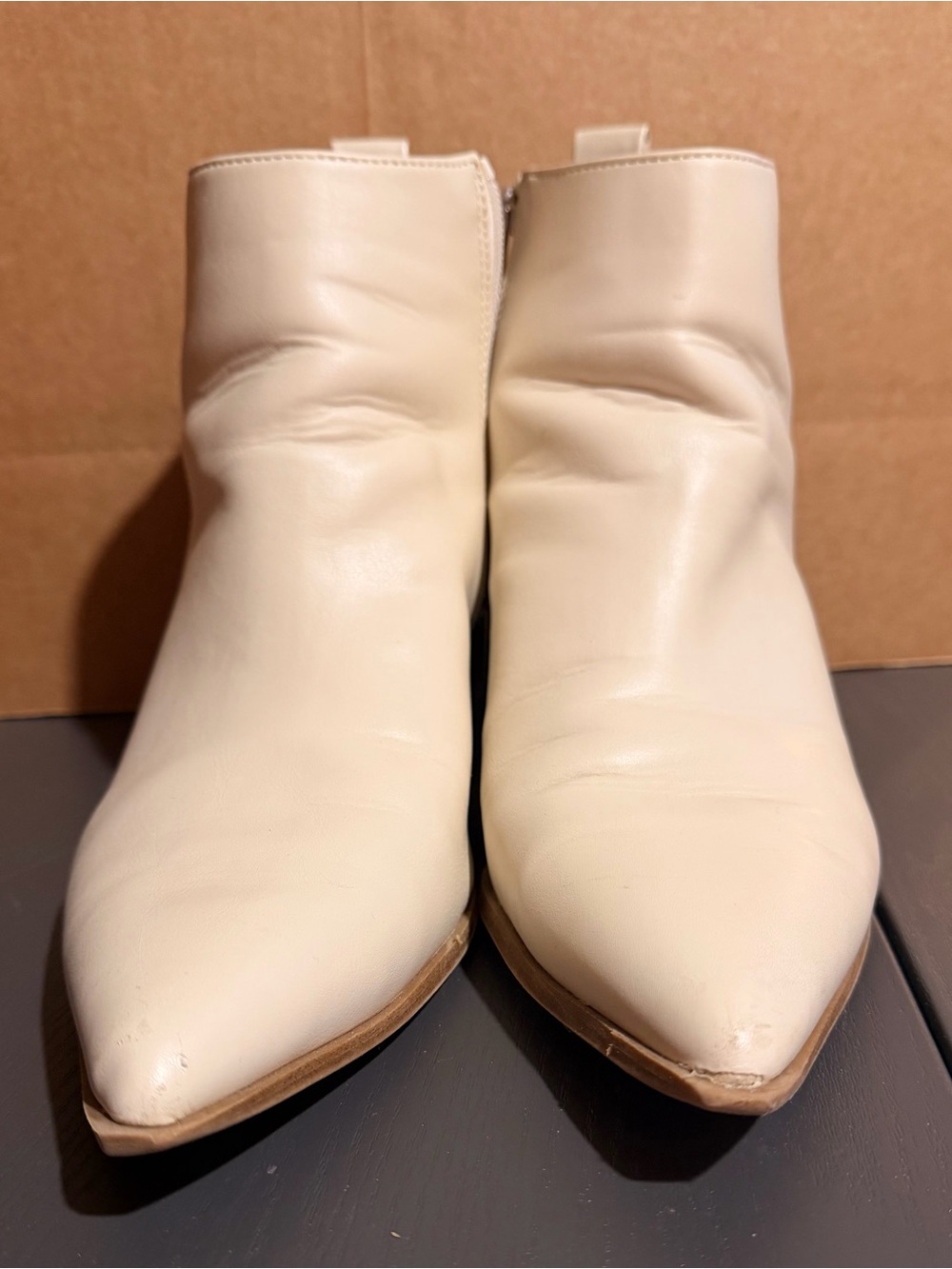 Universal Thread Cream Pointed Toe Ankle Booties